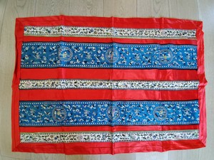 Antique Chinese Red Silk Embroidered very rare Wall Hanging Large 24" x 34" wide