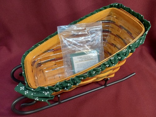 Longaberger Holiday Schlittenkorb mit Kufenschutz und Stechpalme Strumpfband #16811 - Bild 2 von 10