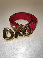 Paloma Picasso Belt Vintage Red Gold Buckle Medium Leather OXO