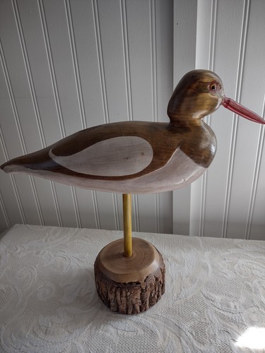 George Stewart American Oyster Catcher Bird Hand Made Wood Carving 7/99 No394 - Picture 9 of 17