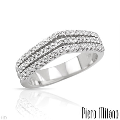 Piero Milano Italy Ring 18K Gold mit super sauberen G/VVS Diamanten. Gr. 6,5. Neu