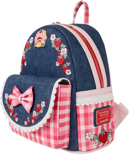 Loungefly Strawberry Shortcake Faux Denim Mini Backpack - Picture 2 of 4