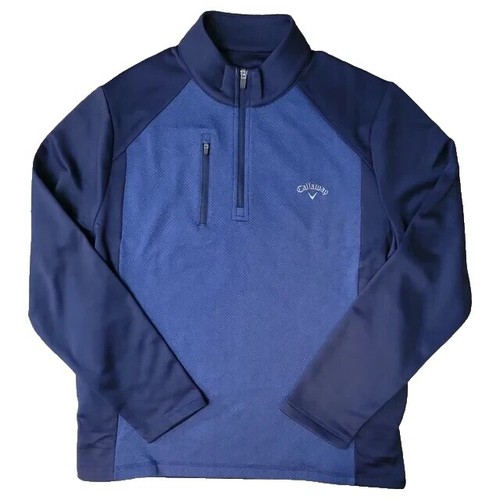 Callaway Shirt Jacket Mens Large Blue Pullover 1/4 Zip Mock Neck