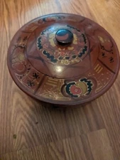 Vintage Japanese lacquer lidded rice bowl