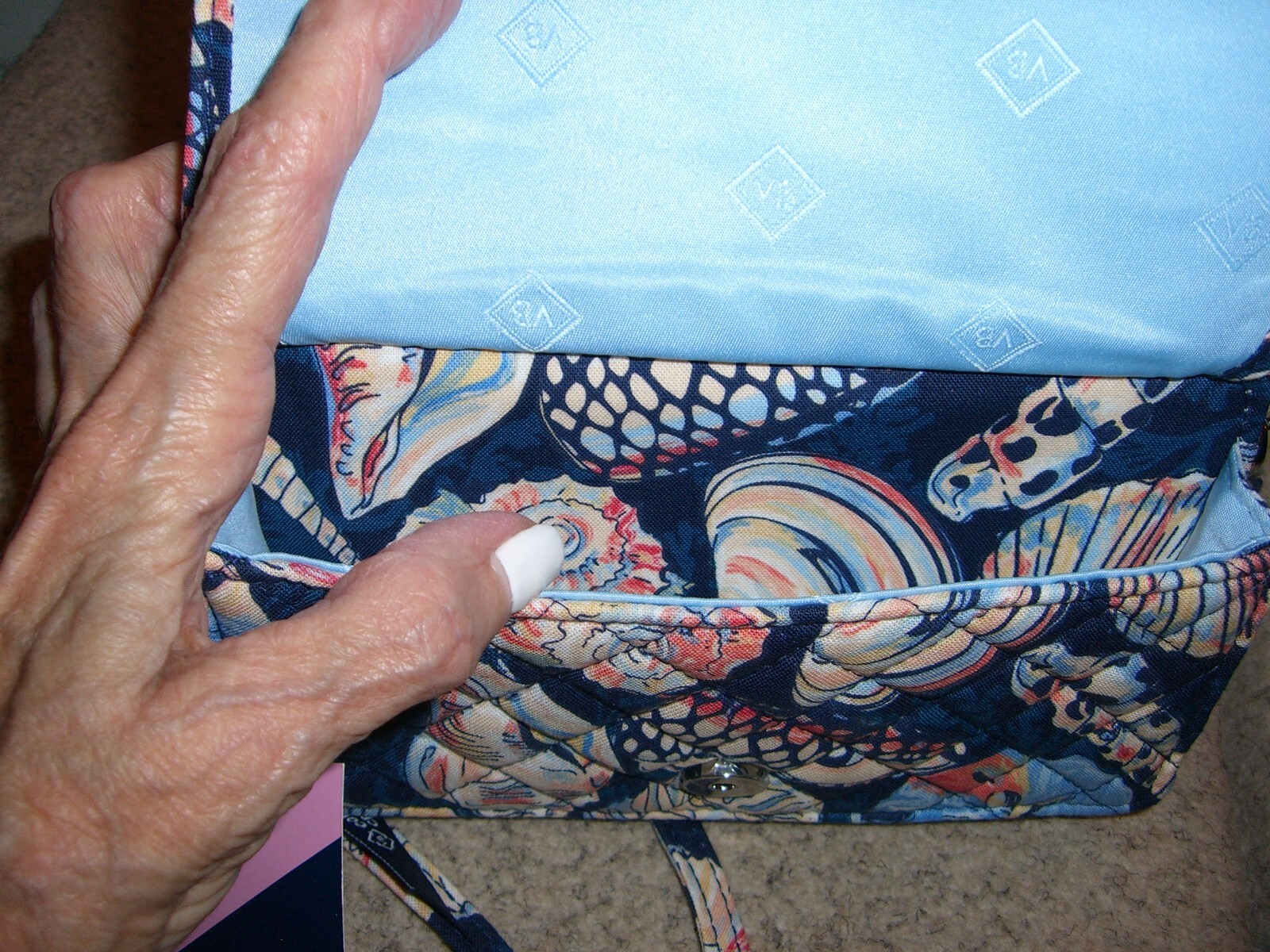大特価放出 取寄 ヴェラ ブラッドリー レディース Rfid オール イン ワン クロスボディ Vera Bradley Women Rfid All In One Crossbody Morning Shells Recycled Cotton Www Smart Restaurants Co Uk