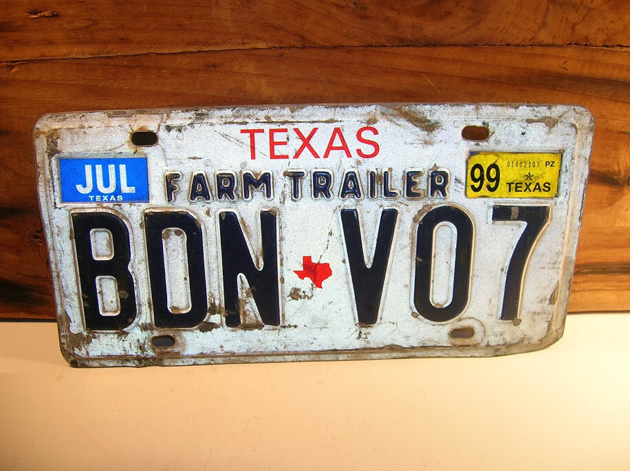 1999 TEXAS FARM TRAILER LICENSE PLATE BDNV07 USED eBay