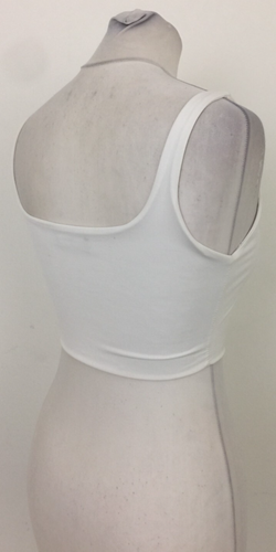 Bershka Women's Top Size M White Cropped Stretch Lightweight Used F1 - Picture 6 of 11