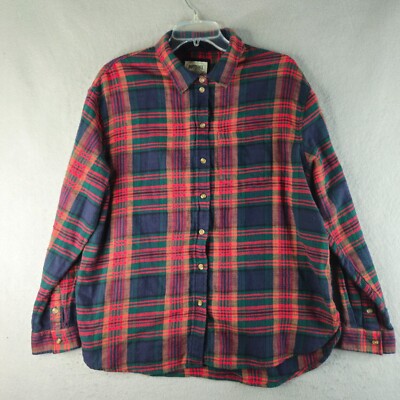 American Eagle AEO Flannel Shirt Mens Medium Red Plaid Flannel Rugged Outdoor