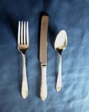 King Edward  Silverplate Youth Set 3 Piece by National Silver Fork Knife Spoon