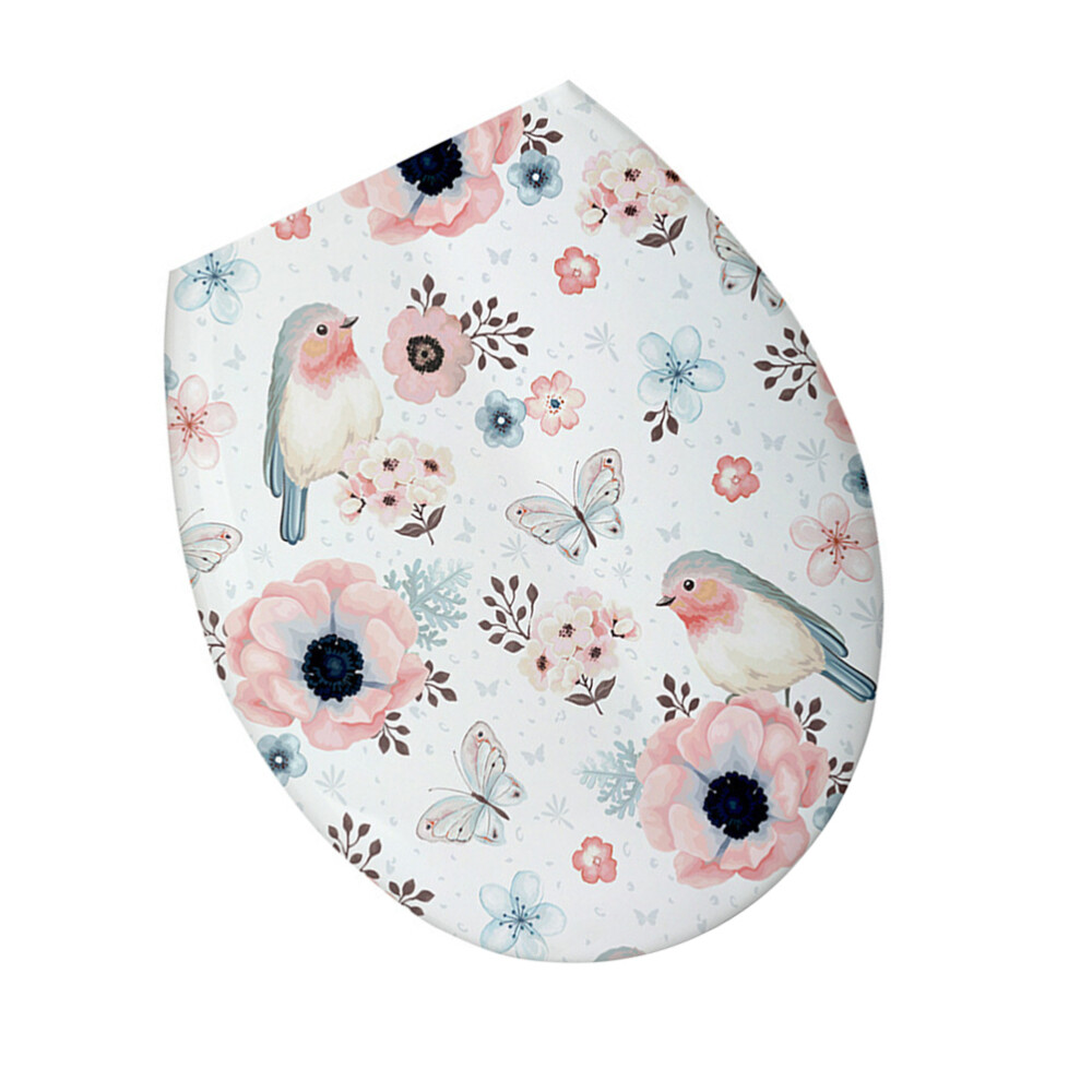 1PC 18 Inches Thickening Printed Toilet Lid Ushaped Toilet Seat Cover