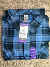 New Hurley Men's Flannel Long Sleeve Button up Shirt  Soft Brushed Fabric - XXL