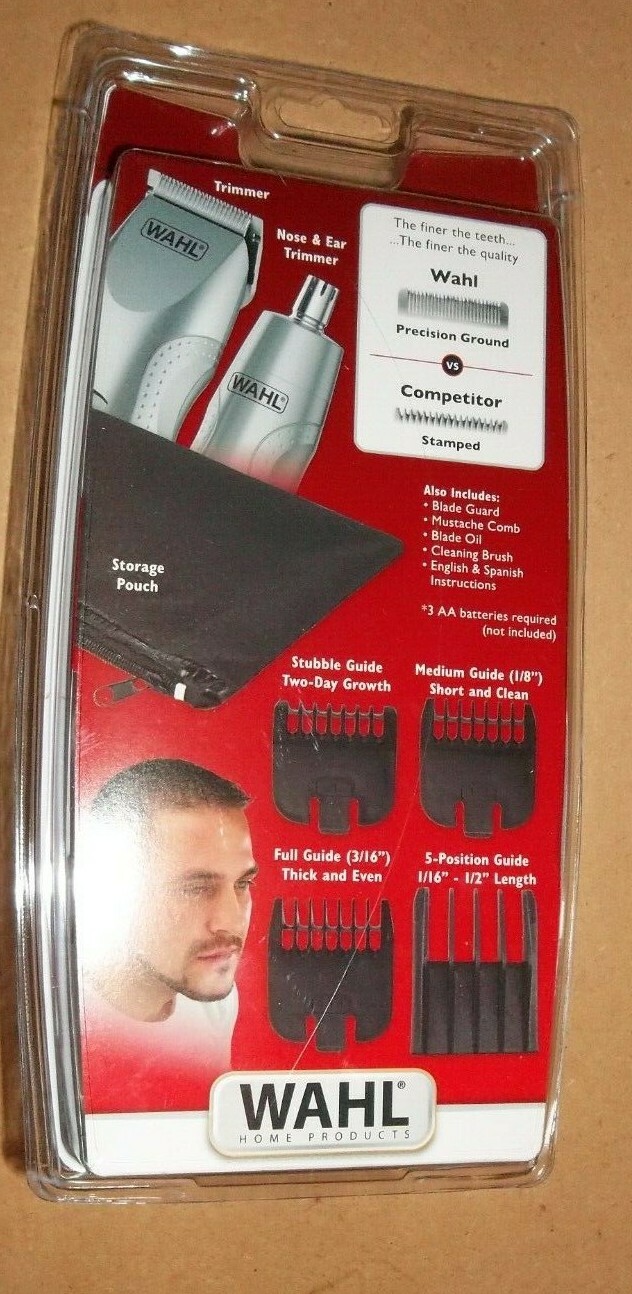 WAHL All-in-One Mustache Beard Ear Nose Hair BATTERY Precision Detail Trimmer