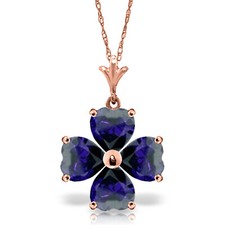 3.6 CTW 14K Solid Rose gold fine Heart Cluster Sapphire Necklace 16-24"