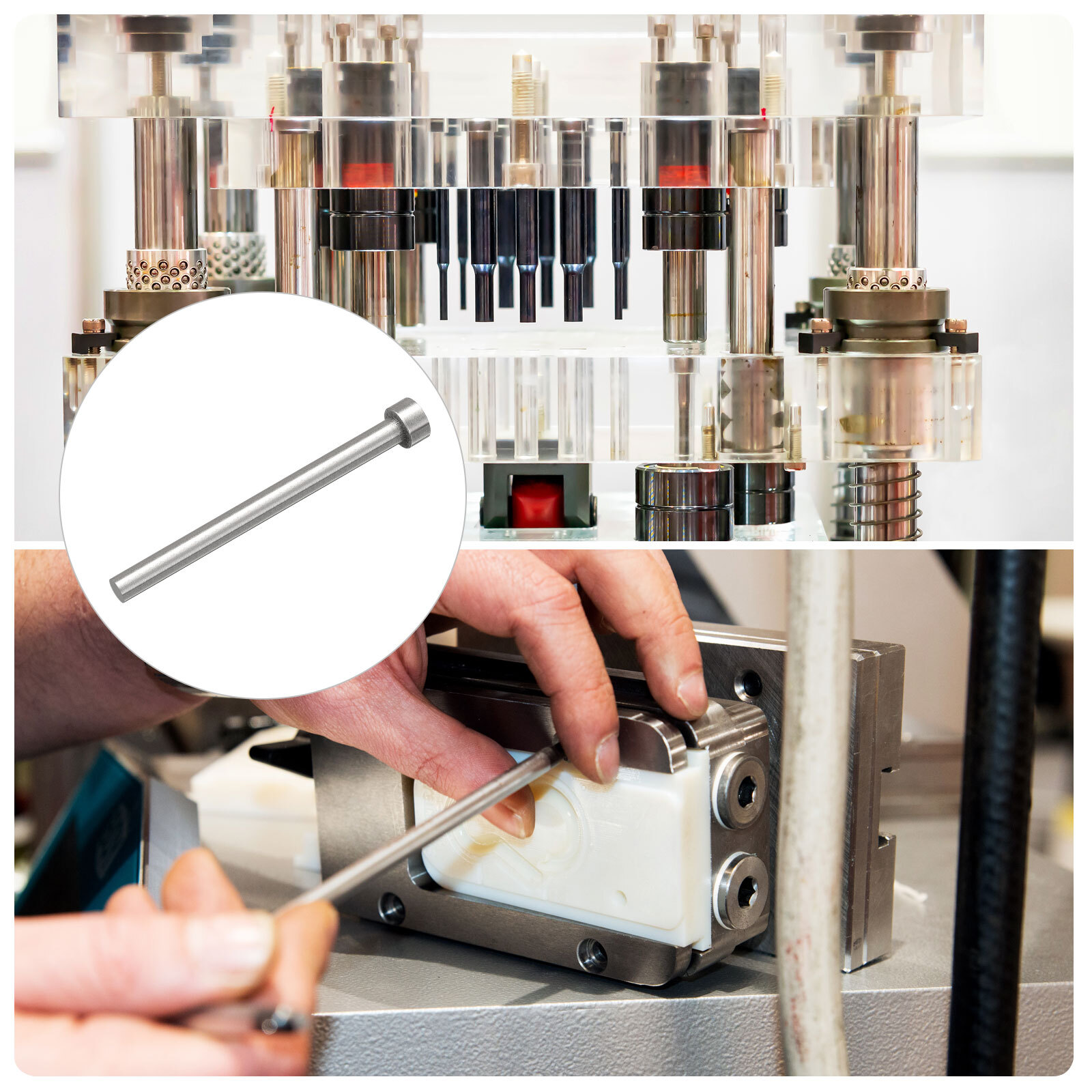 QUARKZMAN Pin Eiettori Dritti, Dia 5mm(0,2) 65Mn Punzone Punta Rotonda in Acciaio Lungo 150mm(5,91) per Manutenzione Meccanica 4pz