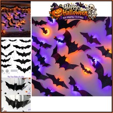 Halloween Bat Wall Stickers 3D Decor 40 PCS with LED Lights for Indoor Outdoor