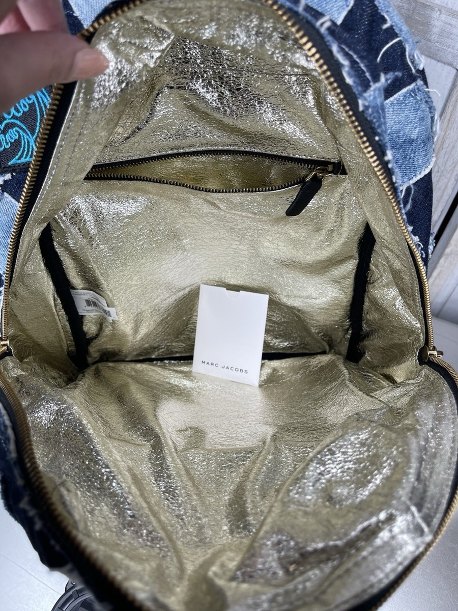 Marc Jacobs Blue Denim Biker Patchwork Shoulder Paradise Backpack