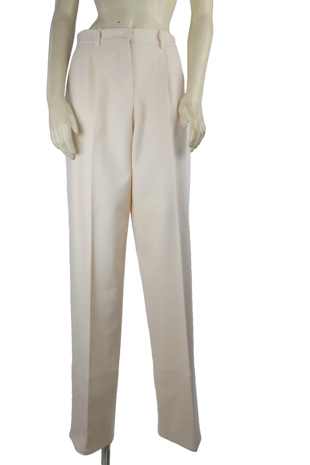 Pantalones The Row Lana Crema Cintura Alta Plisados Pantalones Cónicos Talla 2 Foto 4 de 4