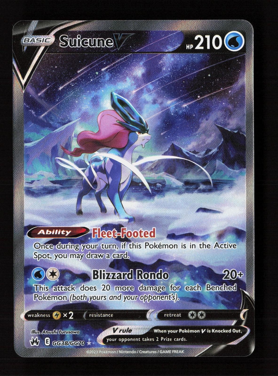 Suicune V GG38/GG70 Holo V Rare Crown Zenith Galarian Gallery Pokemon Near Mint