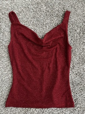 My Michelle Red Glitter Cowl Neck Y2K Tank Top Size Medium