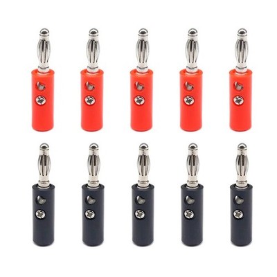 10pcs Gold Plated Banana Plugs 4mm Audio Speaker Wire Cable Screw Connector 
