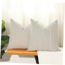 Black and Beige Patchwork Farmhouse Throw Pillows Covers 18 x 18 Inch, Pack