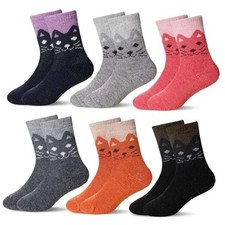 Kids Wool Socks Winter Warm Wool Hiking Thermal Thick Boot Cozy 4-7 Years Cat