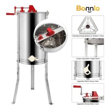 Hand Crank Manual Honey Extractor 3-Frame HoneySpinner Drum Gate Valve Clear Lid