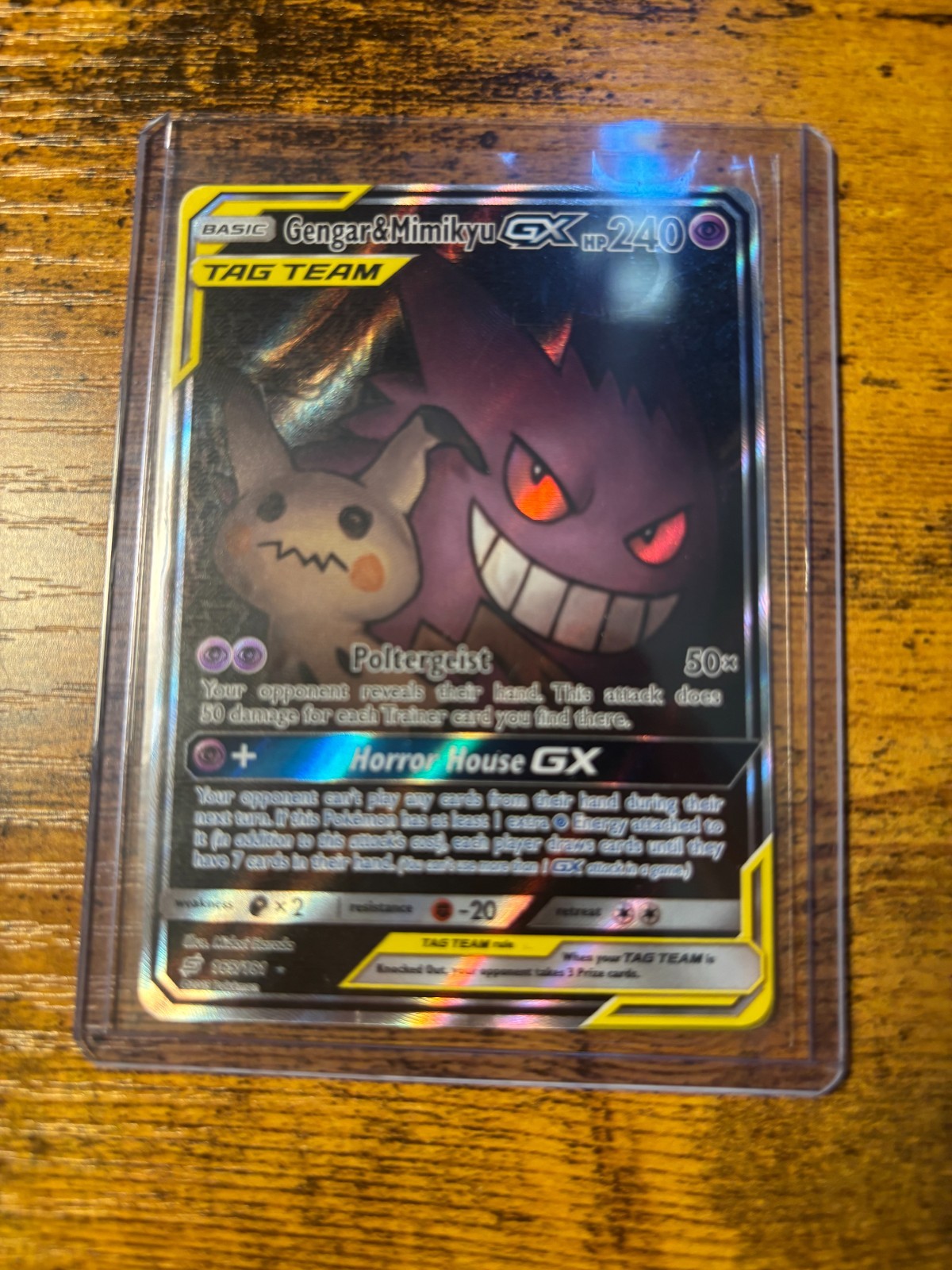 gengar and mimikyu pokemon card PSA 10] - & GX (JP) - 103/095 - Full Art If this Pokémon has at least 1 extra Psychic Energy attached to it (in addition to this attacks cost) Gengar & Mimikyu GX 2019