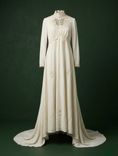 Vintage ILGWU 1960s-70s Champagne Wedding Dress Boho Maxi Gown