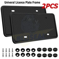2 Car Silicone License Plate Frame Front Rear Plate Holder w/ Screws Universal