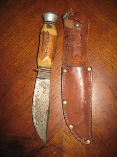 Vintage Antique Othello Ideal Shirt Co Germany Fixed Blade Knife w/ Sheath