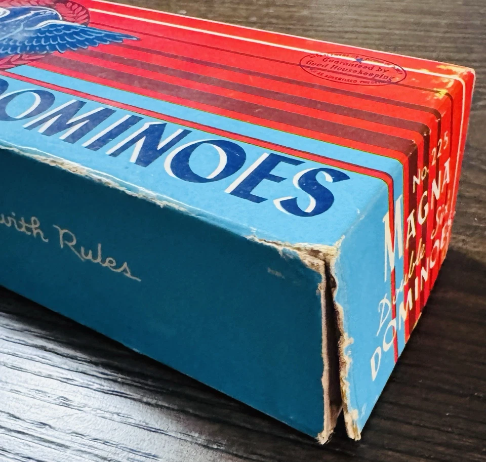 Juego de piezas de madera Magna Dominoes Vintage 1975 MiltonBradley Co. Nº 22528 piezas Foto 3 de 4