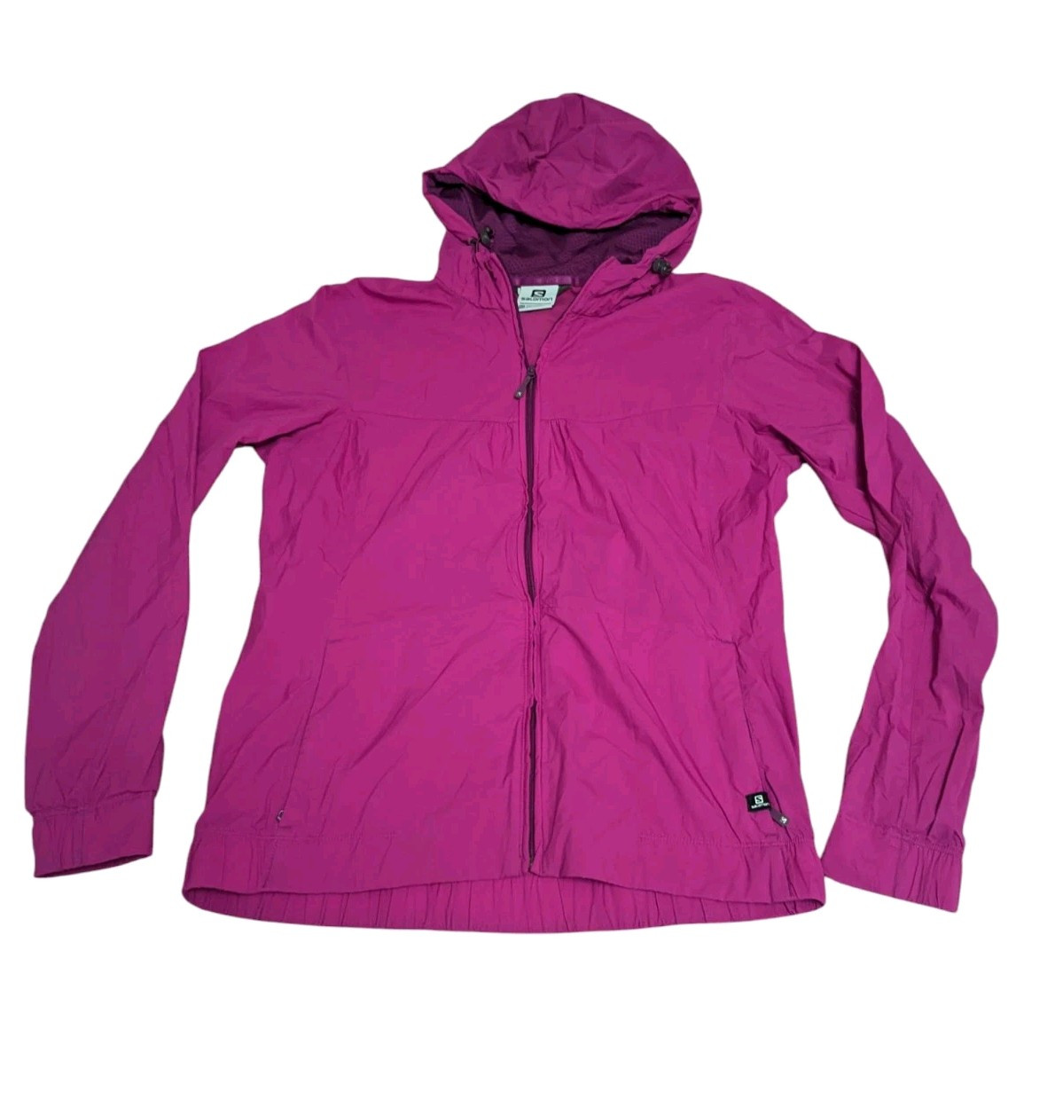 Giacca da corsa Salomon viola giacca a vento leggera con cappuccio zip cappotto medio