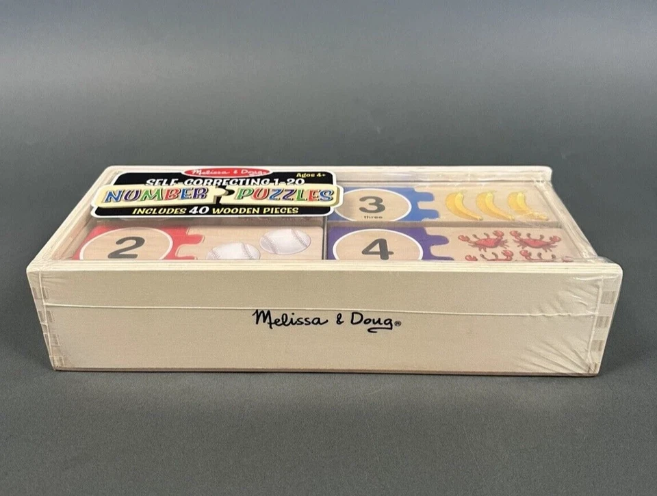 Melissa & Doug Self-Correcting Wooden Number Puzzles With Storage Box (40 pcs) - Image 2 of 4