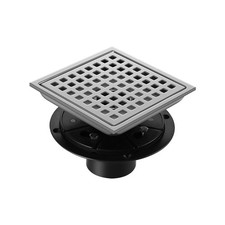 Shower Drain, Chrome 6 inch Square Shower Floor Drain with Flange, Silver Rem...