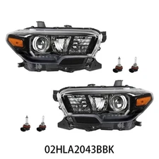 Fit For 2016-2022 Toyota Tacoma Headlights Headlamps Assembly w/ LED DRL Black 