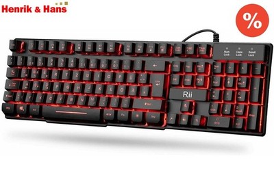 Rii K100 Gaming Tastatur 3 Farben LED Beleuchtung Anti-Ghosting Keyboard Deutsch