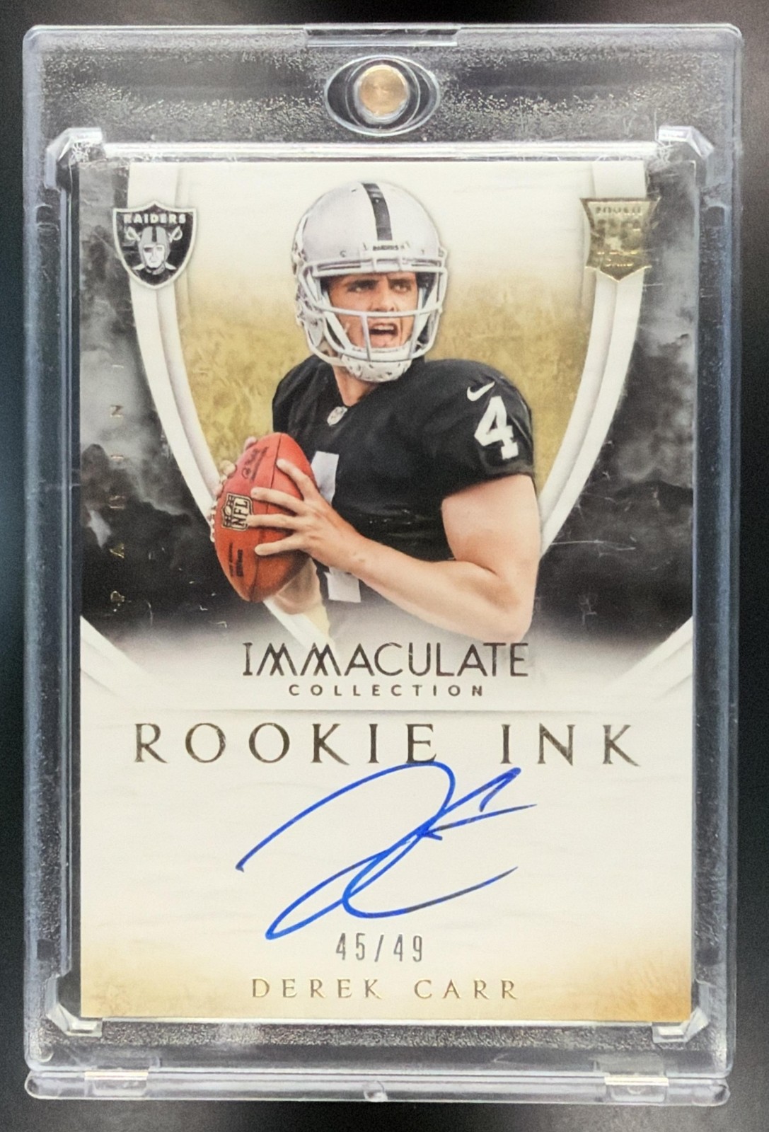 Derek Carr Panini Immaculate Rookie Ink #52 Base