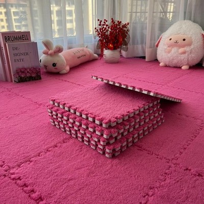 Cuttable Plush Foam Floor Mats 10pcs 30x30cm Splicing Carpet Tiles for Home Use