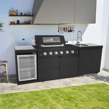46'' 4 Burner Outdoor Kitchen Island w/Grill & Side Burner 72000 BTU BBQ Island