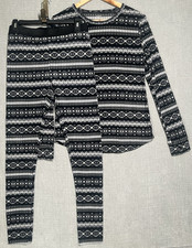 Cuddl Duds ClimateRight Girls Thermal Set M Fair Isle Top  Leggings Pajamas