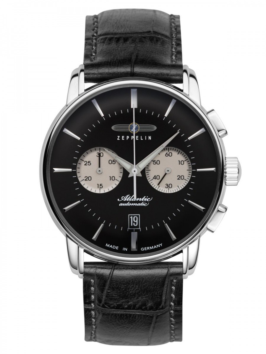 Zeppelin Herrenuhr mit Lederband Serie Atlantic Automatik Chrono Saphirbeschicht