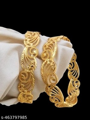 Indian Artificial Golden Bridal Bangles Set 2 Pcs Women Wedding Traditional