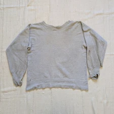 Vintage 1960s Sweatshirt Gray Heather 23x25 Distressed Holes Cotton Terry