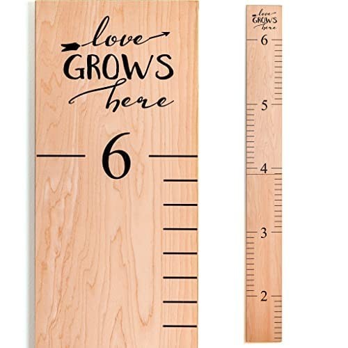 Wooden Kids Growth Chart Wall Ruler 63 Inch Height Tracker Natural UV Resistant