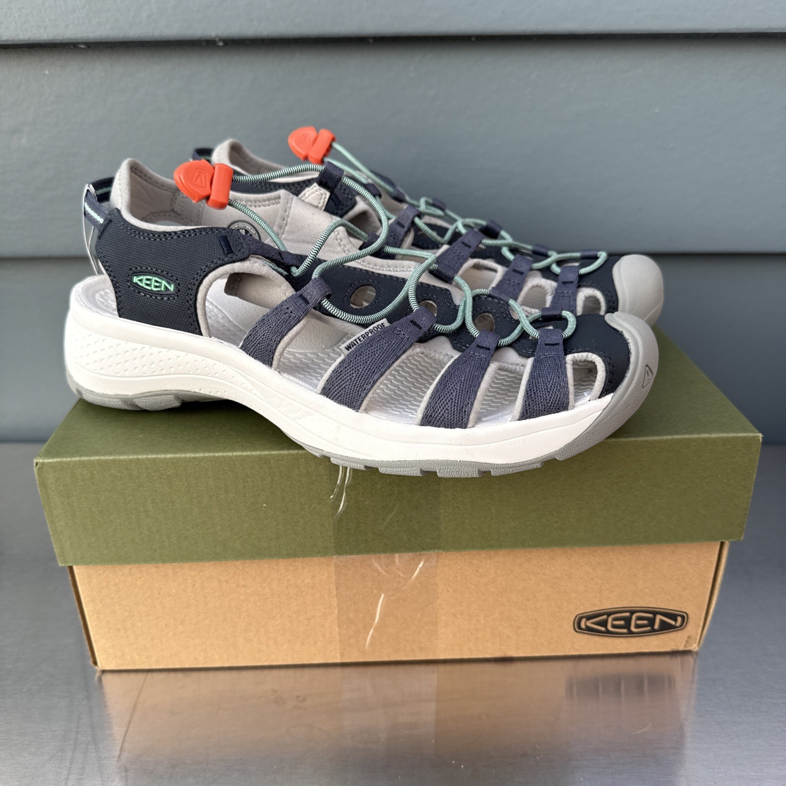 Sandali donna KEEN Astoria West taglia 10 blu navy vetro smussato