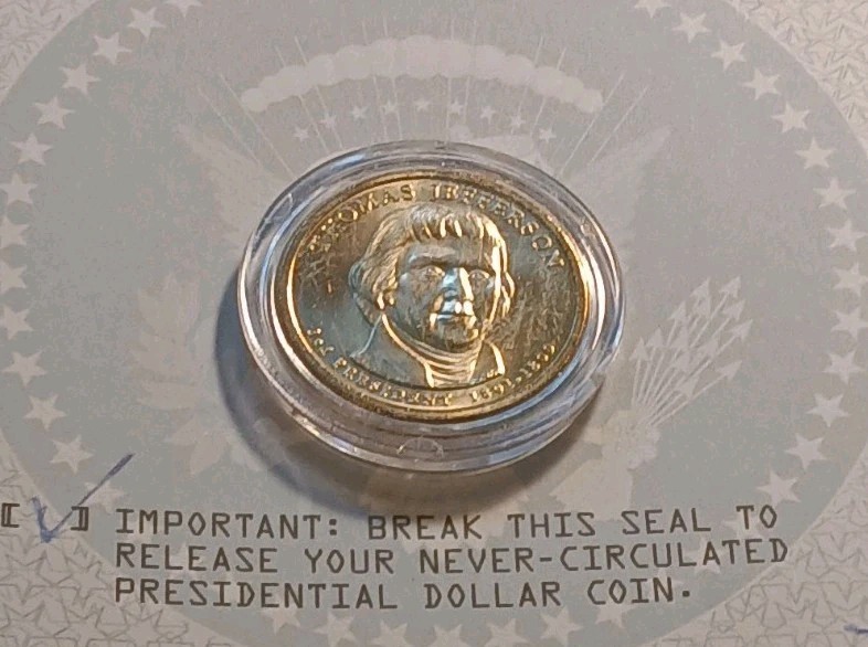 2007 Presidential Thomas Jefferson Gold Dollar- A Grade:Never Circulated
