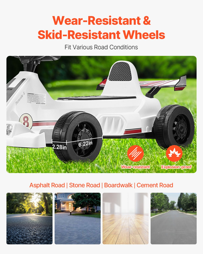 Electric Go Kart 6V Drift Go Cart for Kids Ages 2+ with Strong Motor - White - Picture 5 of 10