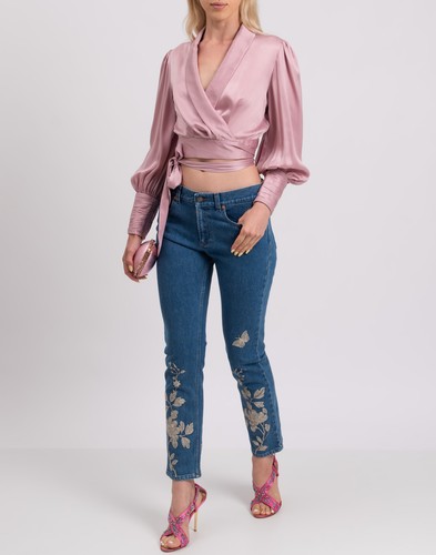 RRP €1200 GUCCI Jeans W26 Blue Faded Embroidered Cropped Floral Made in Italy - Picture 2 of 9