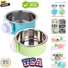 Crate Dog Bowl, Removable Stainless Steel Hanging Pet Kennel Cage Bowl Food ...